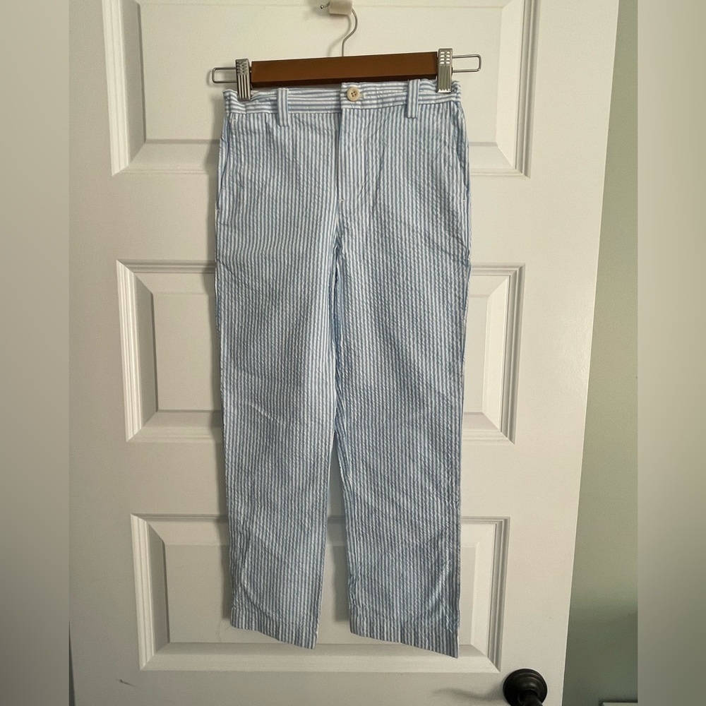 Vineyard Vines Boys size 7 blue and white seersucker pants